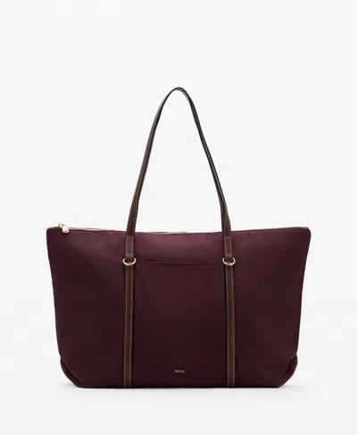 Mango Women's Double Handle Shopper Bag In Burgundy