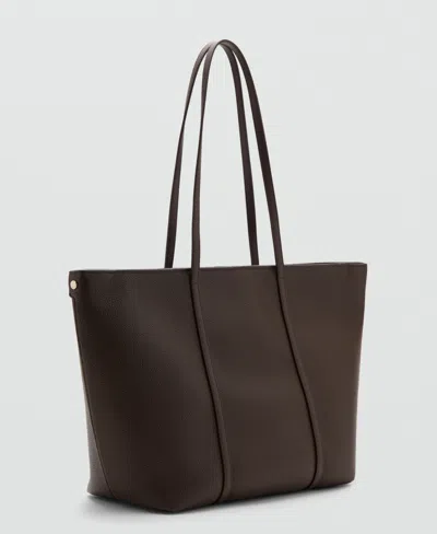 Mango Women's Double Handle Shopper Bag In Chocolate