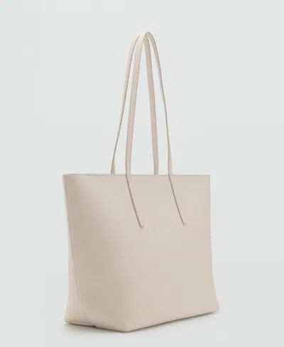Mango Women's Double Handle Shopper Bag In White