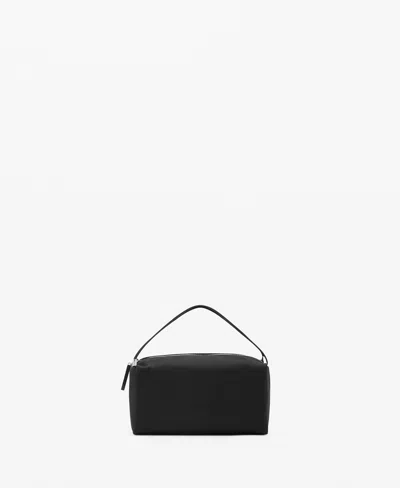 Mango Small Nylon Shoulder Handbag Black