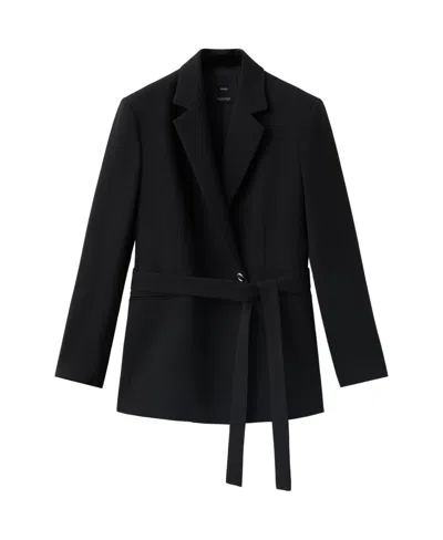 Mango Women's Double-breasted Belted Blazer In Black