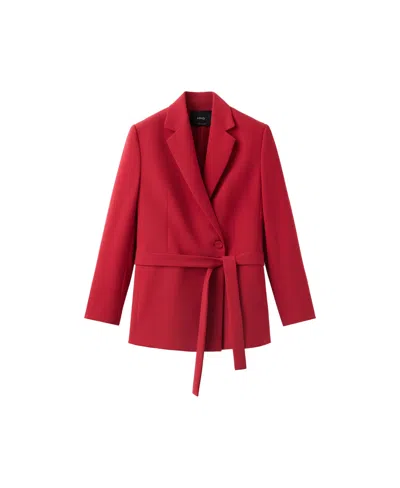 Mango Women's Double-breasted Belted V-neck Blazer In Red
