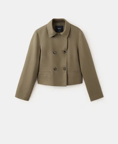 Mango Women's Double-breasted Linen Jacket In Brown
