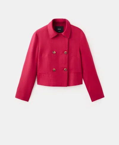 Mango Women's Double-breasted Linen Jacket In Red