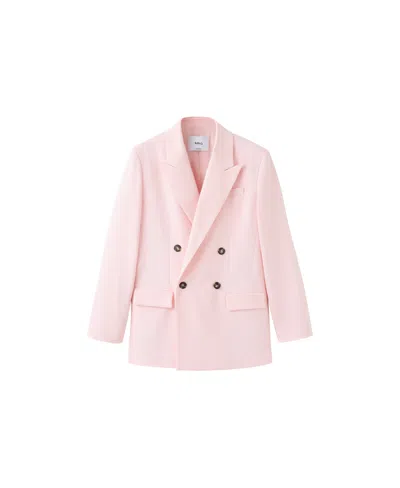 Mango Women's Double-breasted V-neck Cotton-blend Blazer In Pastel Pink