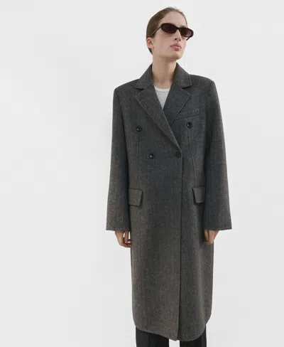 Mango Women's Double-breasted Wool Coat In Gray