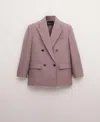 Mango Double-breasted Wool Suit Jacket In Pink