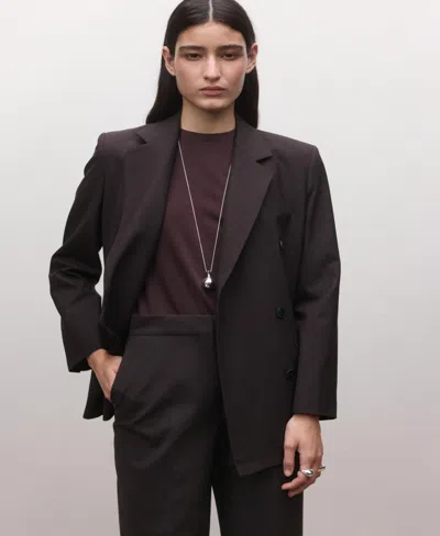 Mango Women's Double-breasted Wool Suit Jacket In Brown