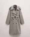 Mango Double Breasted Wool Trench Coat In Gray