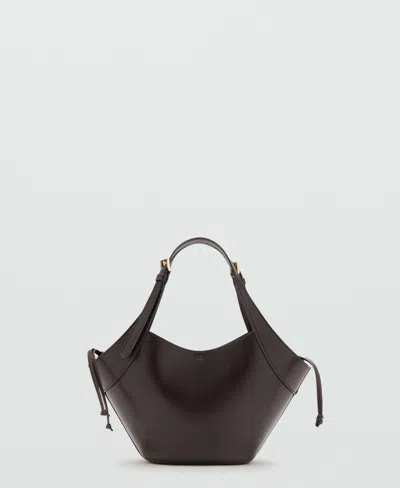 Mango Double Handle Handbag With Buckles Chocolate In Brown