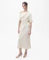 Mango Draped Asymmetrical Midi-dress Ecru In Ecru