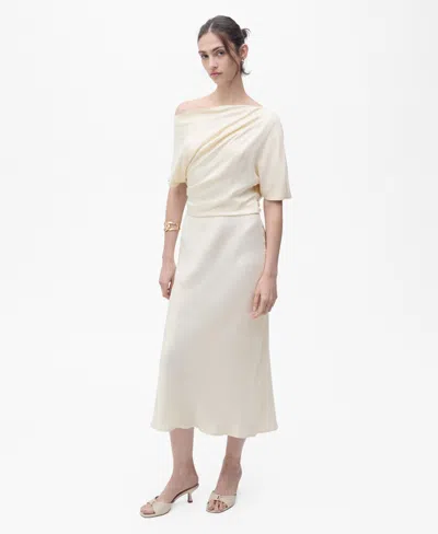 MANGO WOMEN'S DRAPED ASYMMETRICAL MIDI DRESS
