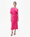 Mango Draped Asymmetrical Midi-dress Pink In Pink