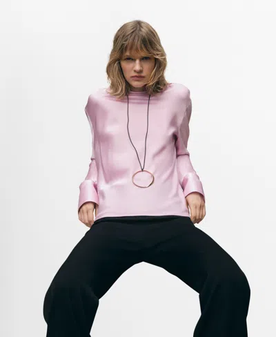 Mango Women's Draped Back Satin Blouse In Pink