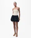 Mango Strapless Mixed Media Bubble Hem Minidress In Ecru
