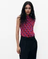 Mango Blouse Imprimée Col Drapé Violet - Femme - S -  In Red