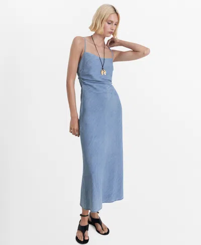 MANGO WOMEN'S DRAPED DENIM-STYLE DRESS