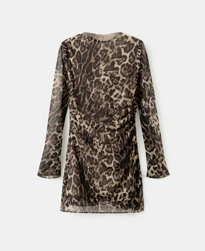 Mango Women's Draped Detail Leopard-print Dress In Multi