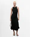 Mango Midi-dress With Draped Detail Black In Black