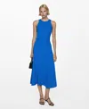 Mango Midi-dress With Draped Detail Blue In Blue