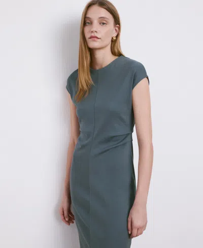 Mango Women's Draped Detail Midi-dress In Blue