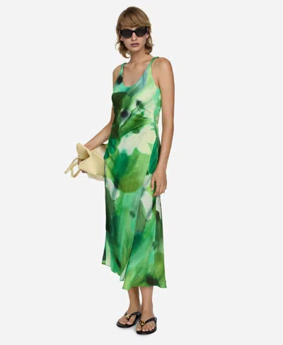 Mango Women's Draped Detail Printed Dress In Green