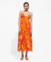Mango Printed Dress With Draped Detail Orange In Orange