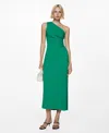 Mango Asymmetrical Dress With Draped Details Green In Green