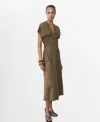 Mango Lyocell-blend Dress With Draped Details Medium Brown In Medium Brown