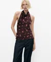 Mango Draped Floral Halter Top In Brown