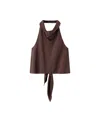Mango Drape Halter Crop Top In Brown