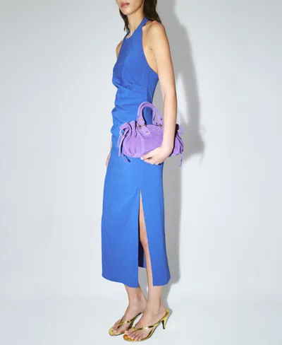 Mango Women's Draped Halter Dress In Blue