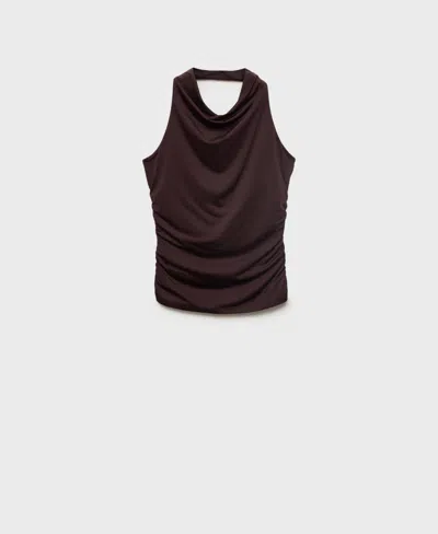 Mango Women's Draped Halter Top In Brown