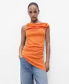 Mango Draped Knitted Top Orange In Orange