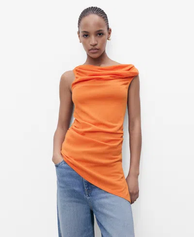 MANGO WOMEN'S DRAPED KNITTED TOP