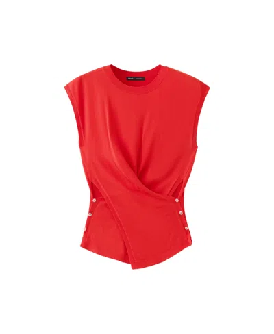 Mango Women's Draped Lightweight Sleeveless Crewneck Sweater In Red