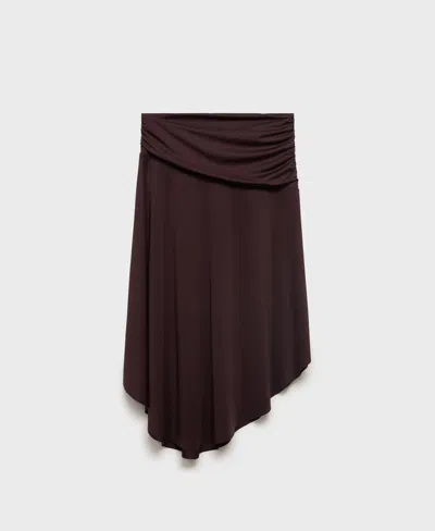 Mango Women's Draped Midi Skirt In Brown