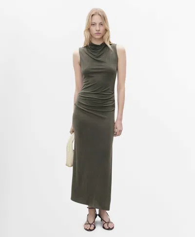 MANGO WOMEN'S DRAPED MODAL DRESS