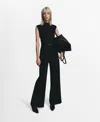 Mango Women's Draped Neck And Belt Jumpsuit In Black