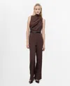 Mango Women's Draped Neck And Belt Long Jumpsuit In Brown