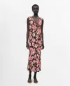 Mango Floral Print Cowl Neck Sleeveless Midi Dress