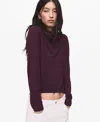 Mango Turtleneck Sweater In Burgundy