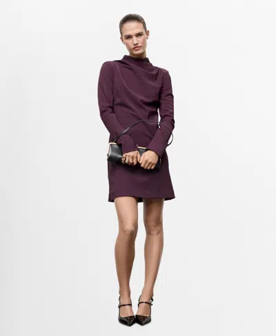 Mango Women's Draped Neck Long-sleeved Dress In Animal Print