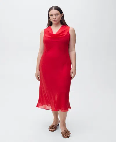 Mango Women's Draped Neck Lyocell Dress