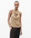 Mango Draped Halter Top In Brown