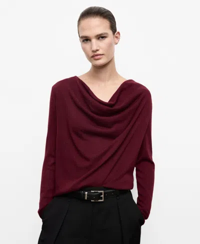 MANGO WOMEN'S DRAPED-NECK SWEATER