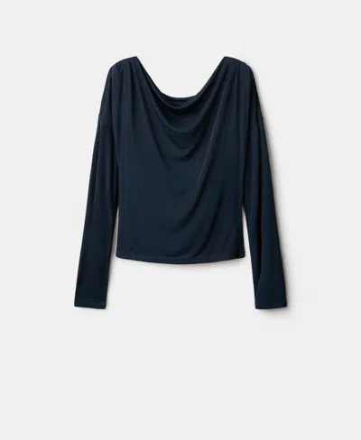 Mango Women's Draped Neck Top In Blue