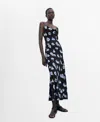 Mango Kendal Print Cowl Neck Crepe Slipdress In Blue
