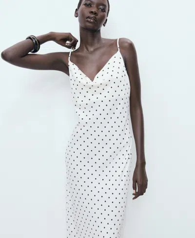 Mango Women's Draped Neckline Long Dress In White