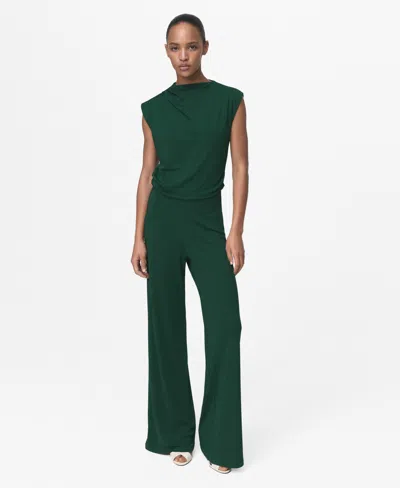 MANGO WOMEN'S DRAPED NECKLINE STRAIGHT-FIT JUMPSUIT